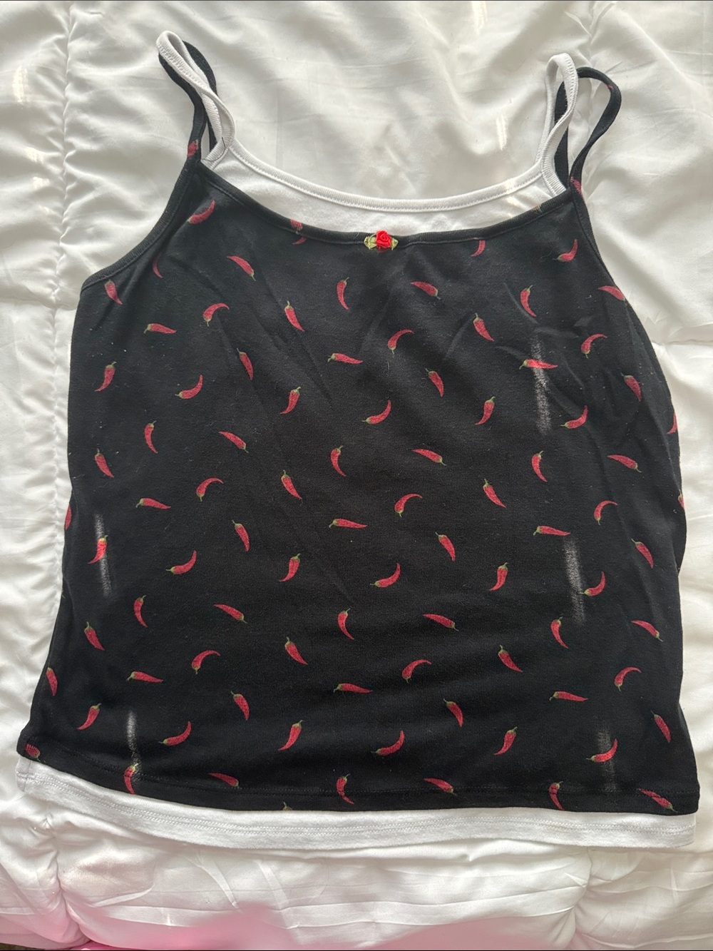Black Chili Print Layered Cami Tank Top